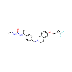 CCNC(=O)N[C@@H](C)c1ccc(CN2CCc3cc(OC[C@H]4CC4(F)F)ccc3C2)cc1 ZINC001772597821