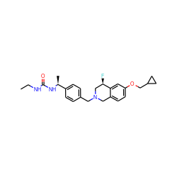 CCNC(=O)N[C@@H](C)c1ccc(CN2Cc3ccc(OCC4CC4)cc3[C@H](F)C2)cc1 ZINC001772641297