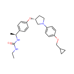 CCNC(=O)N[C@@H](C)c1ccc(O[C@@H]2CCN(c3ccc(OCC4CC4)cc3)C2)cc1 ZINC001772571296