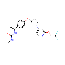 CCNC(=O)N[C@@H](C)c1ccc(O[C@@H]2CCN(c3ccnc(OCC(F)F)c3)C2)cc1 ZINC000169709680