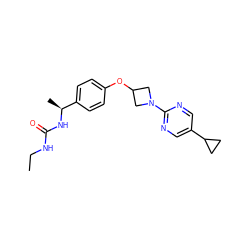 CCNC(=O)N[C@@H](C)c1ccc(OC2CN(c3ncc(C4CC4)cn3)C2)cc1 ZINC000142234949