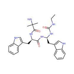 CCNC(=O)N[C@@H](Cc1c[nH]c2ccccc12)NC(=O)[C@@H](Cc1c[nH]c2ccccc12)NC(=O)C(C)(C)N ZINC000028222223