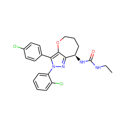 CCNC(=O)N[C@@H]1CCCOc2c1nn(-c1ccccc1Cl)c2-c1ccc(Cl)cc1 ZINC000084653533