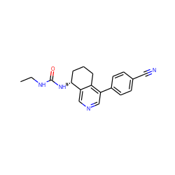 CCNC(=O)N[C@@H]1CCCc2c(-c3ccc(C#N)cc3)cncc21 ZINC000220262708