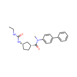 CCNC(=O)N[C@H]1CC[C@@H](C(=O)N(C)c2ccc(-c3ccccc3)cc2)C1 ZINC000072126017