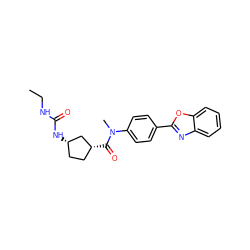 CCNC(=O)N[C@H]1CC[C@@H](C(=O)N(C)c2ccc(-c3nc4ccccc4o3)cc2)C1 ZINC000072140863