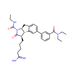 CCNC(=O)N1C(=O)[C@H](CCCCC(=N)N)[C@H]2c3cc(-c4cccc(C(=O)N(CC)CC)c4)ccc3C[C@@H]21 ZINC000029402600