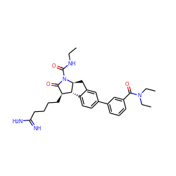 CCNC(=O)N1C(=O)[C@H](CCCCC(=N)N)[C@H]2c3ccc(-c4cccc(C(=O)N(CC)CC)c4)cc3C[C@@H]21 ZINC000029400864