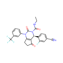 CCNC(=O)N1C(=O)N(c2cccc(C(F)(F)F)c2)C2=C(C(=O)CC2)[C@@H]1c1ccc(C#N)cc1F ZINC001772642461