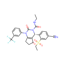 CCNC(=O)N1C(=O)N(c2cccc(C(F)(F)F)c2)C2=C(C(=O)CC2)[C@H]1c1ccc(C#N)cc1S(=O)(=O)CC ZINC001772649988