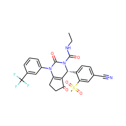 CCNC(=O)N1C(=O)N(c2cccc(C(F)(F)F)c2)C2=C(C(=O)CC2)[C@H]1c1ccc(C#N)cc1S(C)(=O)=O ZINC000212176993