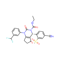 CCNC(=O)N1C(=O)N(c2cccc(C(F)F)c2)C2=C(C(=O)CC2)[C@H]1c1ccc(C#N)cc1S(C)(=O)=O ZINC001772629582