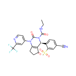 CCNC(=O)N1C(=O)N(c2ccnc(C(F)(F)F)c2)C2=C(C(=O)CC2)[C@@H]1c1ccc(C#N)cc1S(C)(=O)=O ZINC001772646857