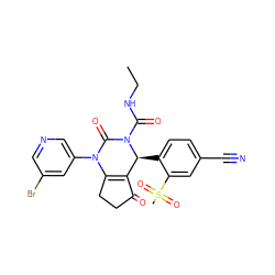 CCNC(=O)N1C(=O)N(c2cncc(Br)c2)C2=C(C(=O)CC2)[C@@H]1c1ccc(C#N)cc1S(C)(=O)=O ZINC001772638246