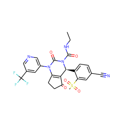 CCNC(=O)N1C(=O)N(c2cncc(C(F)(F)F)c2)C2=C(C(=O)CC2)[C@@H]1c1ccc(C#N)cc1S(C)(=O)=O ZINC001772609005