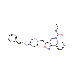 CCNC(=O)N1C[C@@H]2C(=NO[C@H]2CN2CCN(C/C=C/c3ccccc3)CC2)c2ccccc21 ZINC000022933241