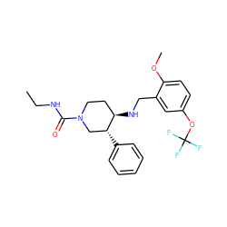 CCNC(=O)N1CC[C@@H](NCc2cc(OC(F)(F)F)ccc2OC)[C@H](c2ccccc2)C1 ZINC000073162923