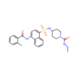 CCNC(=O)N1CCC(NS(=O)(=O)c2ccc(NC(=O)c3ccccc3C)c3ccccc23)CC1 ZINC000035242690