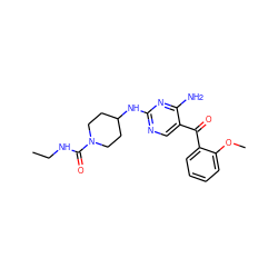 CCNC(=O)N1CCC(Nc2ncc(C(=O)c3ccccc3OC)c(N)n2)CC1 ZINC000014950231