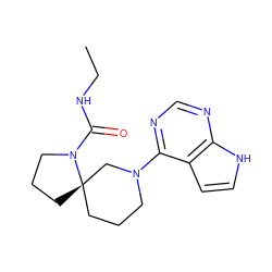 CCNC(=O)N1CCC[C@@]12CCCN(c1ncnc3[nH]ccc13)C2 ZINC000143755107