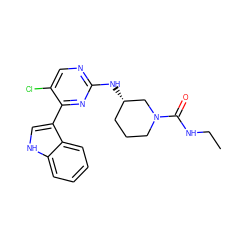 CCNC(=O)N1CCC[C@H](Nc2ncc(Cl)c(-c3c[nH]c4ccccc34)n2)C1 ZINC000028896490