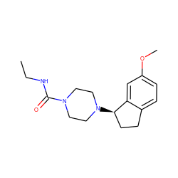 CCNC(=O)N1CCN([C@@H]2CCc3ccc(OC)cc32)CC1 ZINC000053070634