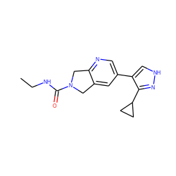 CCNC(=O)N1Cc2cc(-c3c[nH]nc3C3CC3)cnc2C1 ZINC000103297399