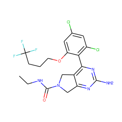 CCNC(=O)N1Cc2nc(N)nc(-c3c(Cl)cc(Cl)cc3OCCCC(F)(F)F)c2C1 ZINC000071329360