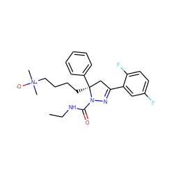 CCNC(=O)N1N=C(c2cc(F)ccc2F)C[C@]1(CCCC[N+](C)(C)[O-])c1ccccc1 ZINC000036184672