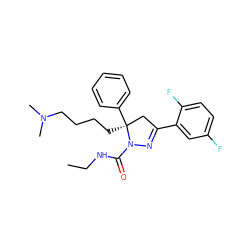 CCNC(=O)N1N=C(c2cc(F)ccc2F)C[C@]1(CCCCN(C)C)c1ccccc1 ZINC000036184687