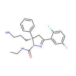 CCNC(=O)N1N=C(c2cc(F)ccc2F)C[C@]1(CCCN)c1ccccc1 ZINC000036184658