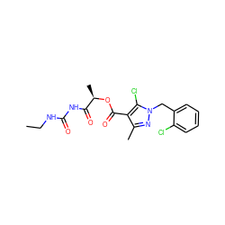 CCNC(=O)NC(=O)[C@@H](C)OC(=O)c1c(C)nn(Cc2ccccc2Cl)c1Cl ZINC000002651657