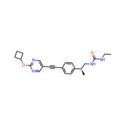 CCNC(=O)NC[C@@H](C)c1ccc(C#Cc2cnc(OC3CCC3)nc2)cc1 ZINC000169706481