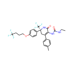 CCNC(=O)NC1=C(c2ccc(C)cc2)C[C@](c2ccc(OCCCC(F)(F)F)cc2)(C(F)(F)F)NC1=O ZINC001772605289