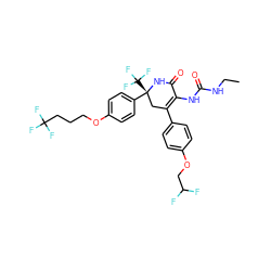 CCNC(=O)NC1=C(c2ccc(OCC(F)F)cc2)C[C@@](c2ccc(OCCCC(F)(F)F)cc2)(C(F)(F)F)NC1=O ZINC001772599596