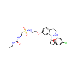 CCNC(=O)NCCS(=O)(=O)NCCOc1ccc2c(c1)[C@@H](C1(c3ccc(Cl)cc3)CCC1)NCC2 ZINC000114978881