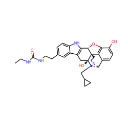 CCNC(=O)NCCc1ccc2[nH]c3c(c2c1)C[C@@]1(O)[C@H]2Cc4ccc(O)c5c4[C@@]1(CCN2CC1CC1)[C@H]3O5 ZINC000026944413