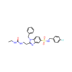 CCNC(=O)NCCc1nc2cc(S(=O)(=O)NCc3ccc(F)cc3)ccc2n1Cc1ccccc1 ZINC000028353413