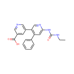 CCNC(=O)Nc1cc(-c2ccccc2)c(-c2cncc(C(=O)O)c2)cn1 ZINC000116504073