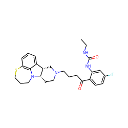 CCNC(=O)Nc1cc(F)ccc1C(=O)CCCN1CC[C@H]2[C@@H](C1)c1cccc3c1N2CCCS3 ZINC000013488006