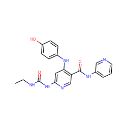 CCNC(=O)Nc1cc(Nc2ccc(O)cc2)c(C(=O)Nc2cccnc2)cn1 ZINC000299824773