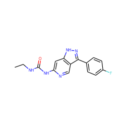 CCNC(=O)Nc1cc2[nH]nc(-c3ccc(F)cc3)c2cn1 ZINC000219770878