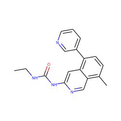 CCNC(=O)Nc1cc2c(-c3cccnc3)ccc(C)c2cn1 ZINC000150243515