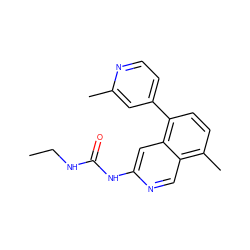 CCNC(=O)Nc1cc2c(-c3ccnc(C)c3)ccc(C)c2cn1 ZINC000164909157