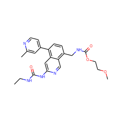 CCNC(=O)Nc1cc2c(-c3ccnc(C)c3)ccc(CNC(=O)OCCOC)c2cn1 ZINC000147465869