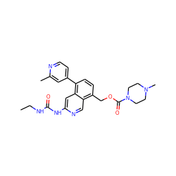 CCNC(=O)Nc1cc2c(-c3ccnc(C)c3)ccc(COC(=O)N3CCN(C)CC3)c2cn1 ZINC001772612157