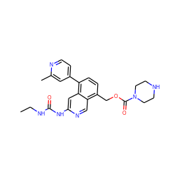 CCNC(=O)Nc1cc2c(-c3ccnc(C)c3)ccc(COC(=O)N3CCNCC3)c2cn1 ZINC001772657796