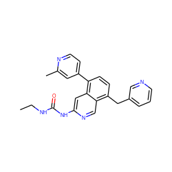 CCNC(=O)Nc1cc2c(-c3ccnc(C)c3)ccc(Cc3cccnc3)c2cn1 ZINC001772644769