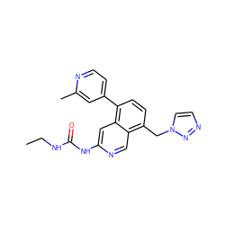 CCNC(=O)Nc1cc2c(-c3ccnc(C)c3)ccc(Cn3ccnn3)c2cn1 ZINC001772608814