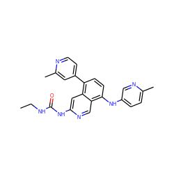 CCNC(=O)Nc1cc2c(-c3ccnc(C)c3)ccc(Nc3ccc(C)nc3)c2cn1 ZINC000165211436